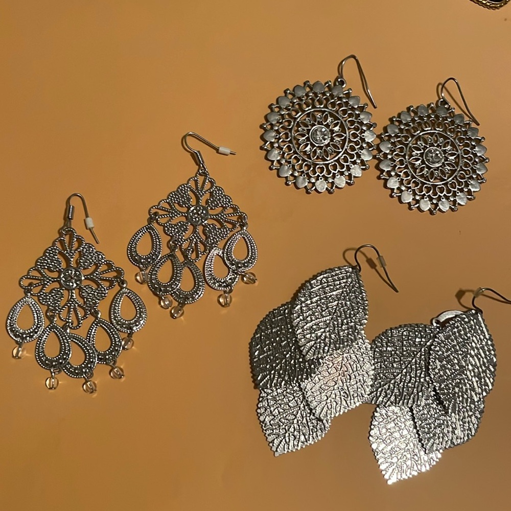 Silver Tone Fish Hook Earring Bundle - image 1